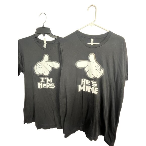 He's Mine, She's Mine Tee Shirts, Disney Wedding Shirts, Both Large NWOT - Picture 8 of 10